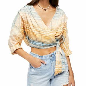 NWT Free People Maldives Wrap Top Women's Blouse LG